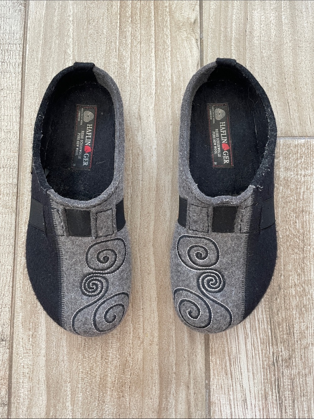 Haflinger “Magic” black and gray classic clogs, size  (approx US 8)